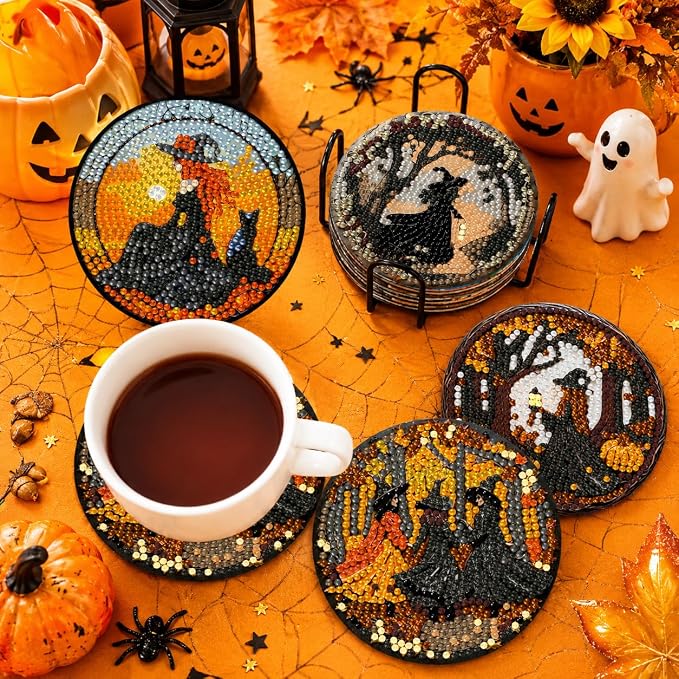 8 Pack Witch Diamond Art Coasters Kits- Diamond Painting Coasters Kit | - Image 7