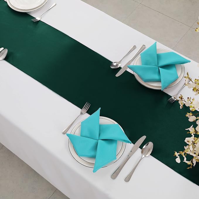 Horbaunal 24 Pack Forest Green Satin Table Runner 12 x 108 Inch | Smooth Table - Image 4