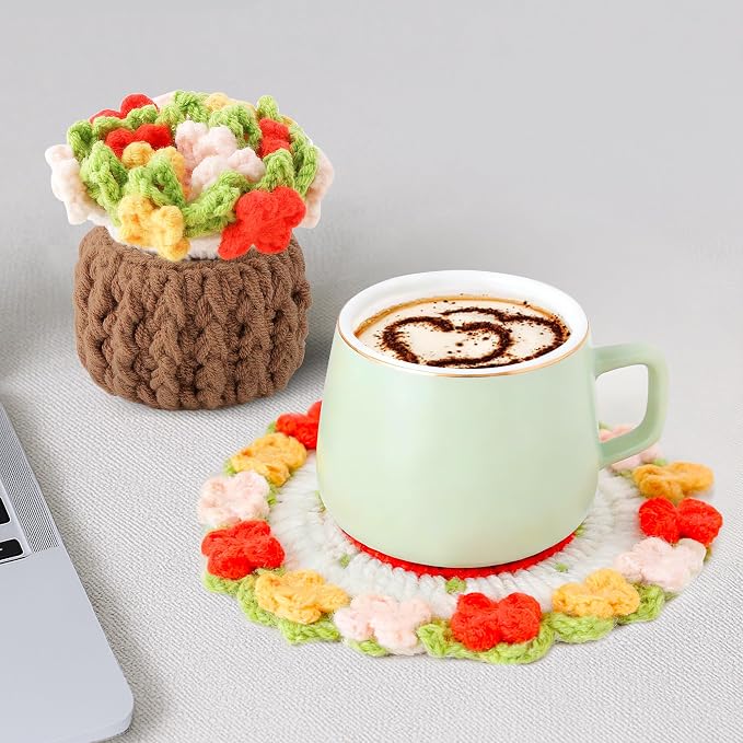 Crochet Flower Coasters, Handmade Bouquet Coasters - Image 6