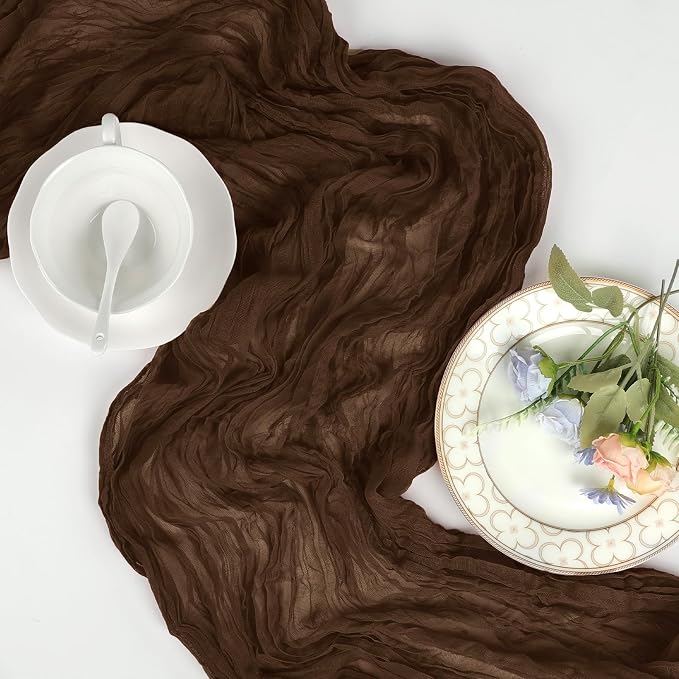 12 Pack Brown Cheesecloth Table Runner 35 x 120 Inch | Boho Gauze Cheese Cloth - Image 6