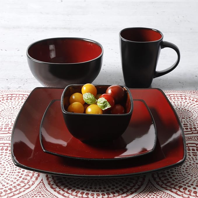 Gibson Elite Soho Lounge Square Reactive Glaze Stoneware Dinnerware Set - Image 6