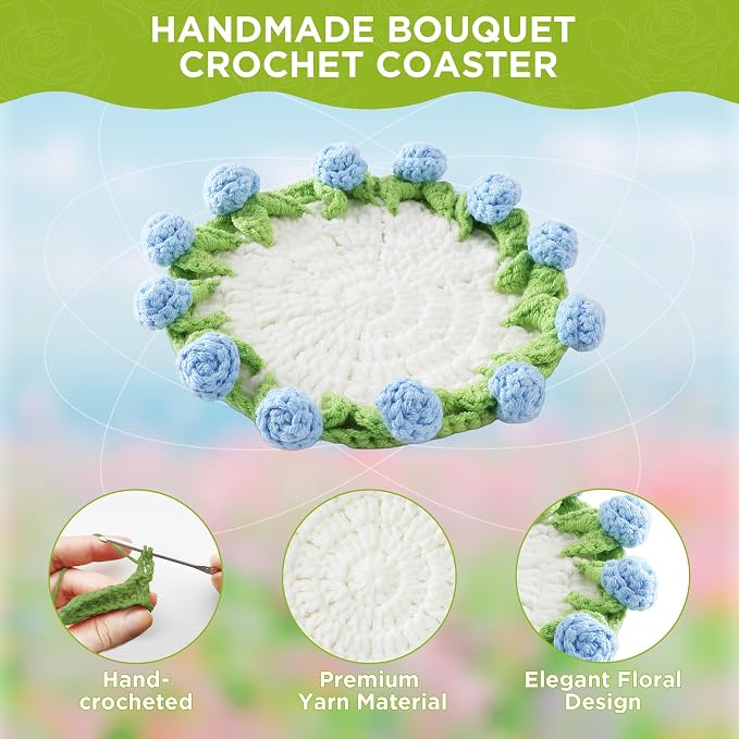 Crochet Flower Coasters, Handmade Bouquet Coasters - Image 4