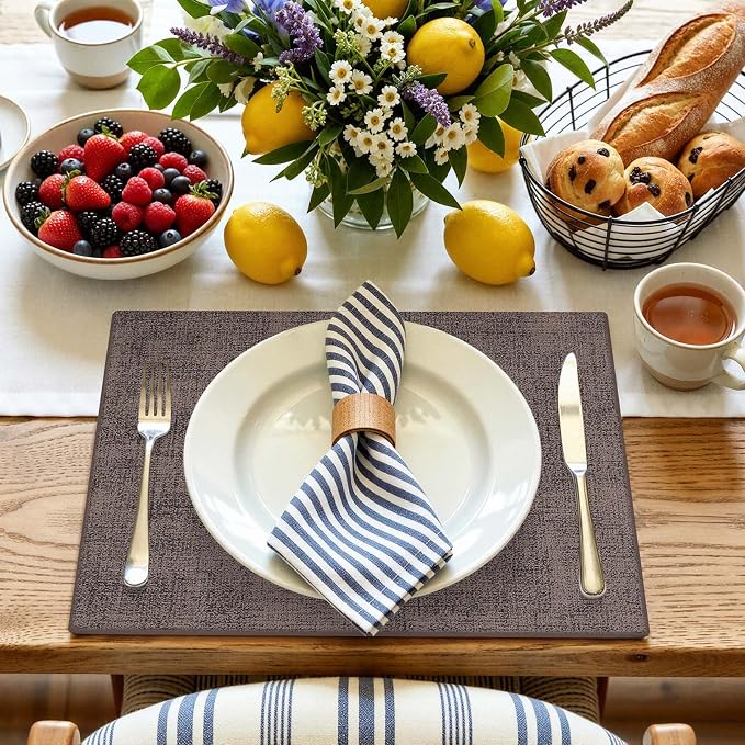 Faux Leather Heat Resistant Placemats 4 Packs, Waterproof Wipeable Dining PU - Image 8