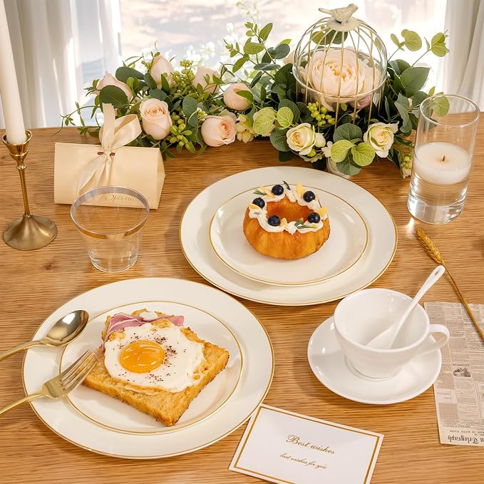 PULOTE 100PCS Ivory Plastic Plates - Image 4