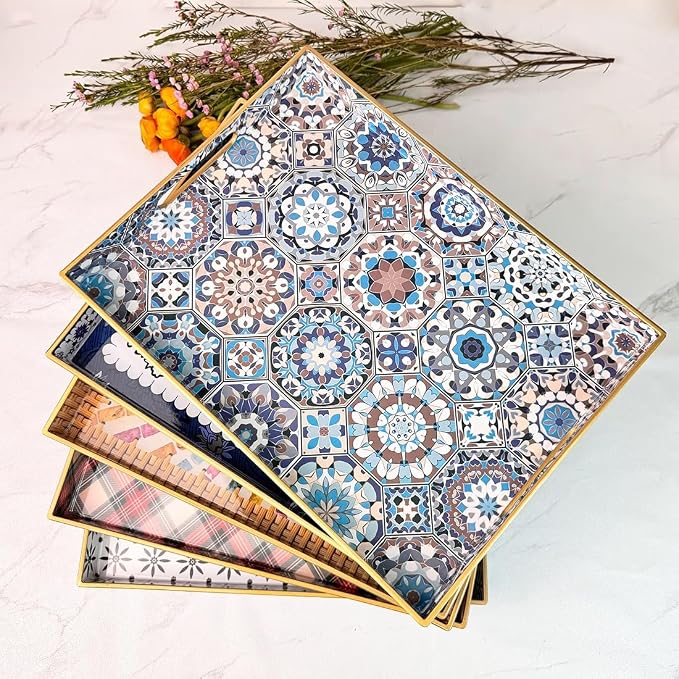 Boho Coffee Table Tray, Decorative Serving Tray - Image 2