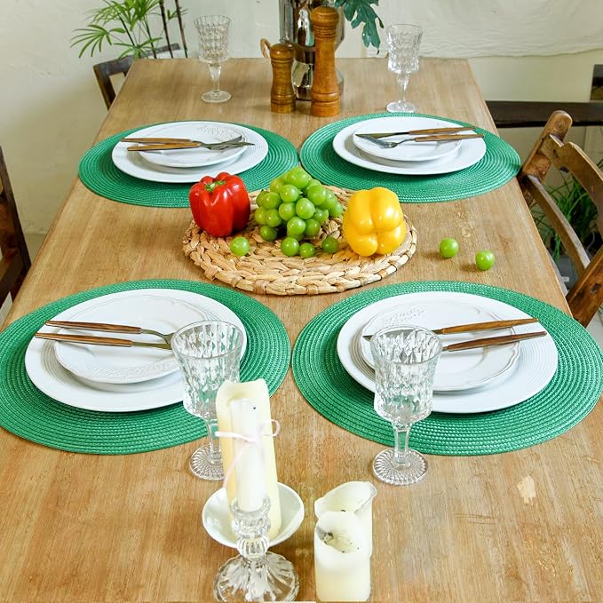 FunWheat Round Braided Placemats Set of 6 Table Mats - Image 6