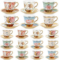 Teenyyou Set of 18 Tea Cups and Saucers Tea Party Decorations Floral Porcelain by Teenyyou