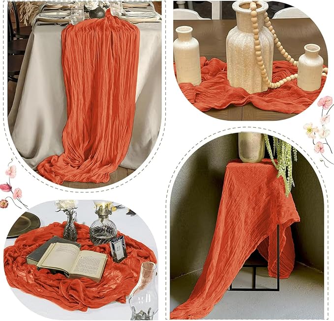 25 Pack Orange Cheesecloth Table Runner 17 x 108 Inch Gauze Table Runner Fabric - Image 6