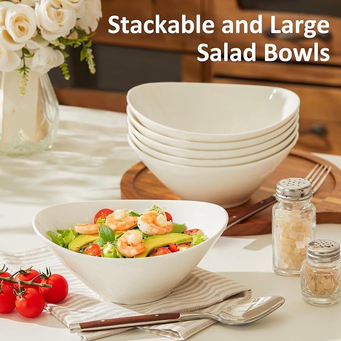 Teocera 7 Inch Salad Bowls Set of 6, 18 oz Large Soup Bowls– Microwave & - Image 2