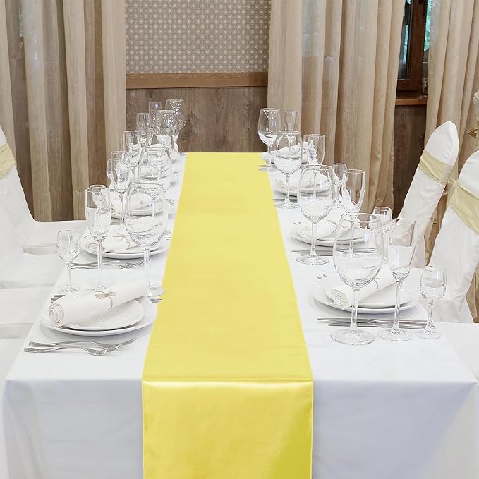 Aneco 4 Pack Satin Table Runner 12 x 108 Inch Pastel Rainbow Long Bright Silk - Image 4