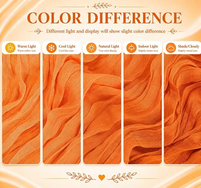 12 Pack Orange Cheesecloth Table Runner 17x108 Inch Boho Rustic Semi Sheer - Image 6