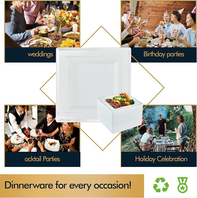 Vplus 90 Pack 9.5in White Disposable Plastic Party Plates - Image 4