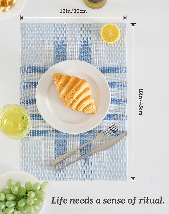 Leetaltree Geometric Print Blue Placemats Set of 12 - Image 7