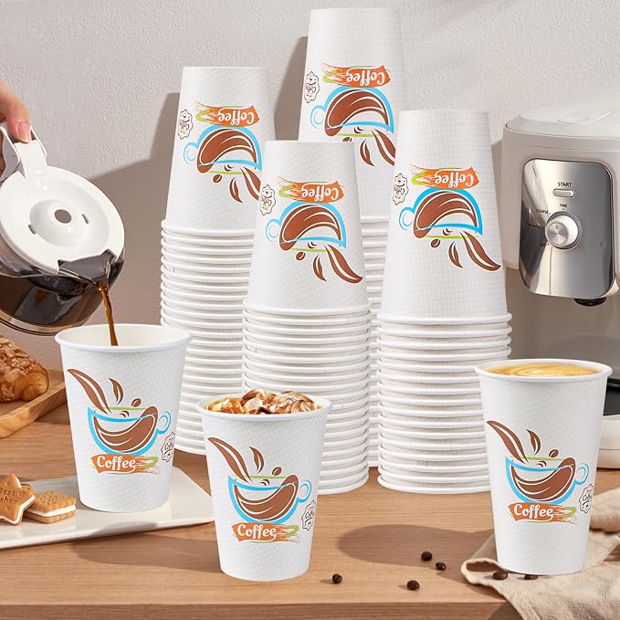 Lamosi 500 Pack 12 oz Coffee Cups, Disposable Paper Cups No Lids | Leakproof - Image 4