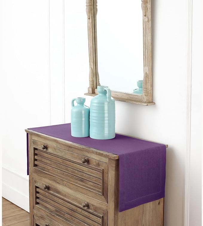 Solino Home 100% Linen Table Runner Purple, Classic Hemstitch 14 x 48 in | - Image 4
