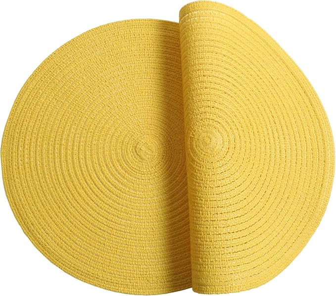 SHACOS Round Braided Placemats Set of 6 Kitchen Place Mats 15 inch Round Table - Image 6