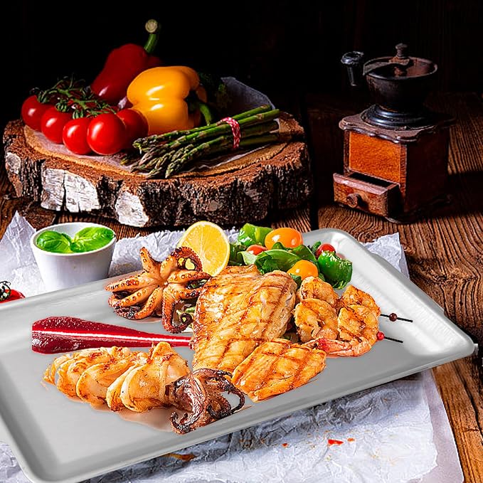 3Pcs 304 Stainless Steel Food Serving Tray, 12.6" Rectangular Serving Platters - Image 4