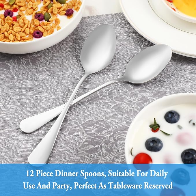 12 Pcs Dinner Spoon Set, Premium Food Grade Stainless Steel Spoons, Durable - Image 7