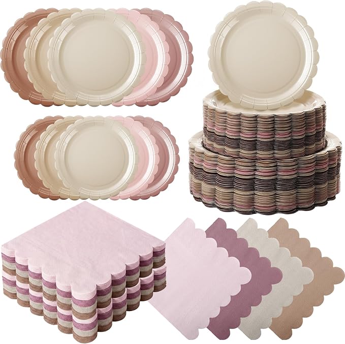 110 Pcs Boho Party Supplies Plates and Napkins Tableware Set Serve 25 Guests by Ziliny