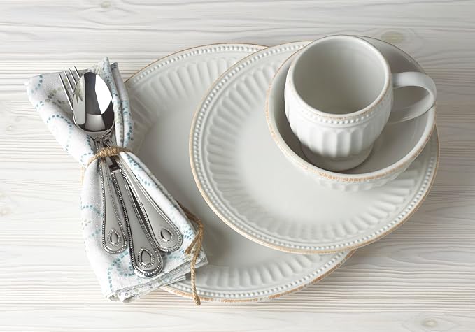 Lenox White French Perle Groove 4Pc Place Setting, 6.95 LB - Image 6