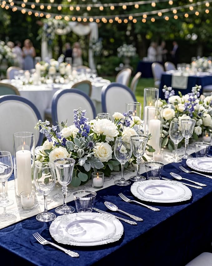 100 Pcs White Silver 7.5" Dessert Plates | 7.5" Disposable Dessert Plates - Image 9