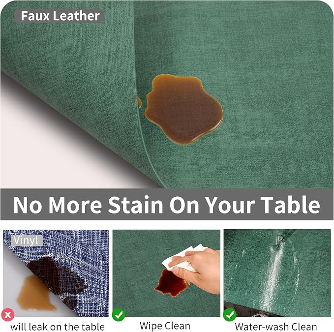 Maxpearl Faux Leather Placemats Set of 4, Dark Green | Waterproof - Image 3