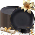 EI 80pcs Black and Gold Dinner Plates Disposable 10.25inch, Plastic Party by Ejonirinjonir