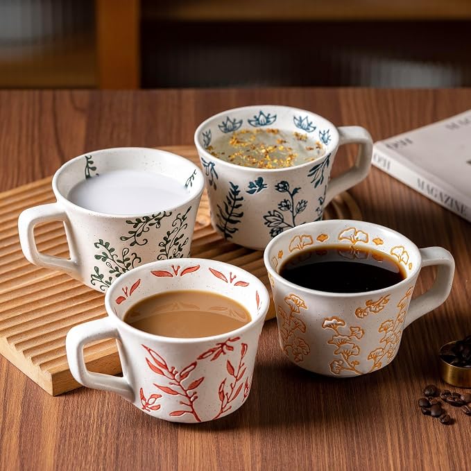 Ceramic Mugs 11 oz Unique Luxurious Cups Set of 4, Mug - Image 5