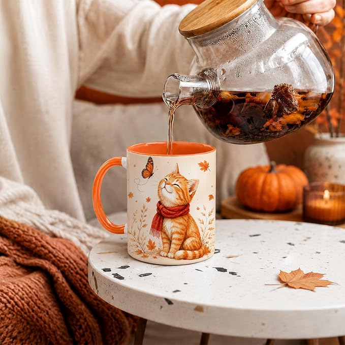 Hyturtle Orange Tabby Cat Coffee Mug, Cute Fall Gift - Image 6
