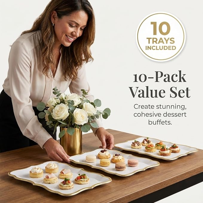 Decorative Gold Rim Display Trays 10 Pack 9 x 13 Inch Cardboard Platters | - Image 6