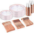 bUCLA 150PCS Clear Rose Gold Disposable Dinnerware set by BUCLA
