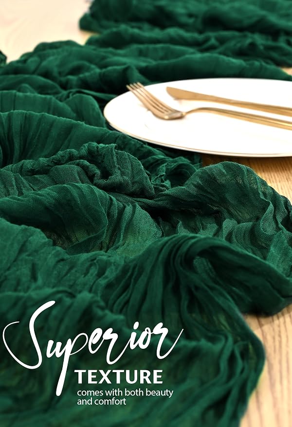 18 Pack Cheesecloth Table Runner 10FT Emerald Green Table Runner Boho Gauze - Image 4