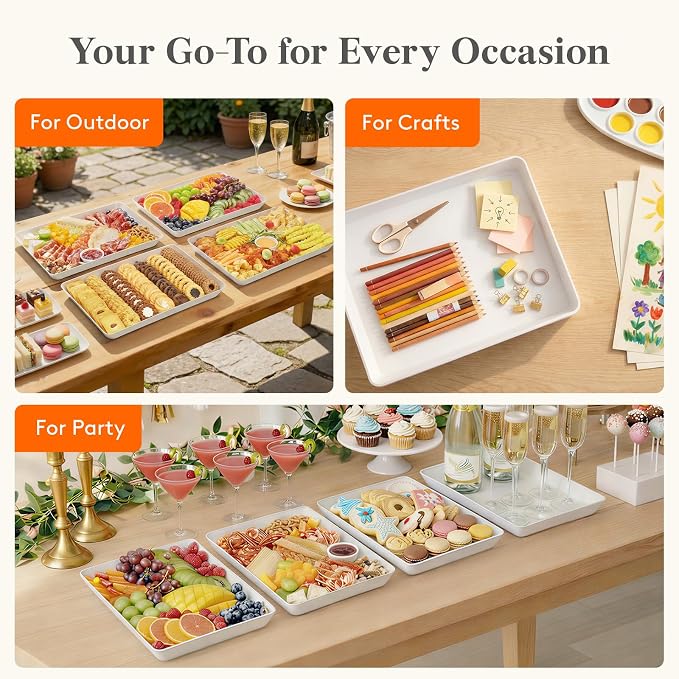 Lifewit 16" x 12" Extra Large Plastic Serving Trays - Image 6