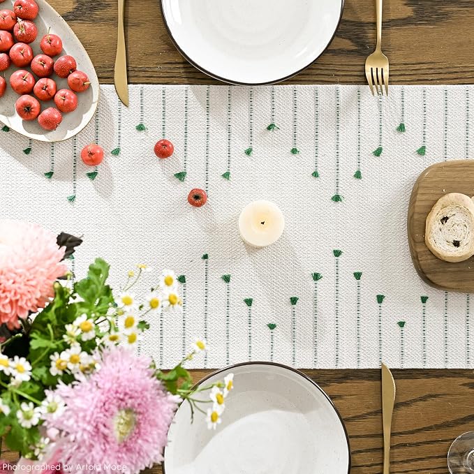 Artoid Mode Dark Green Boho Table Runner - Image 8