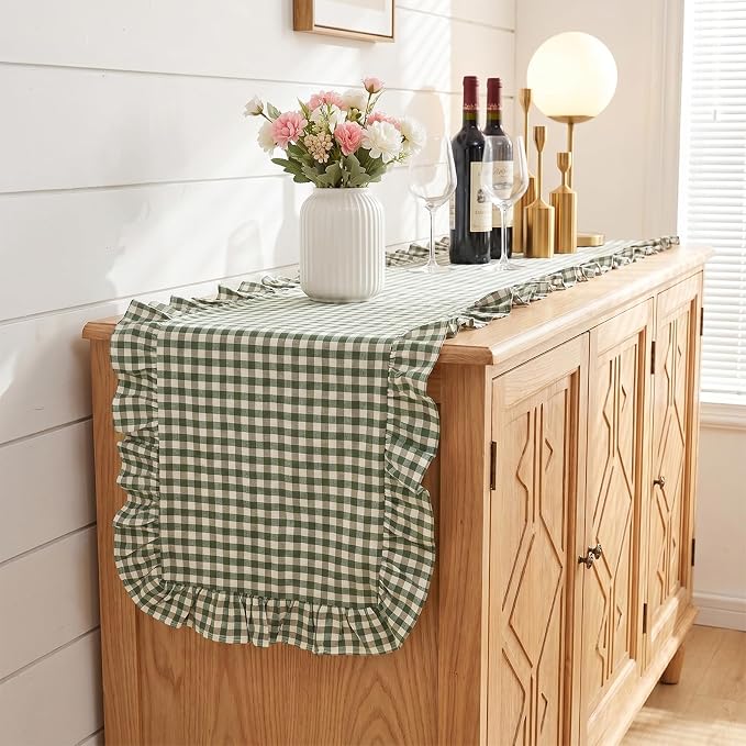 Eternal Beauty 14x120 Gingham Ruffle Table Runner - Image 7
