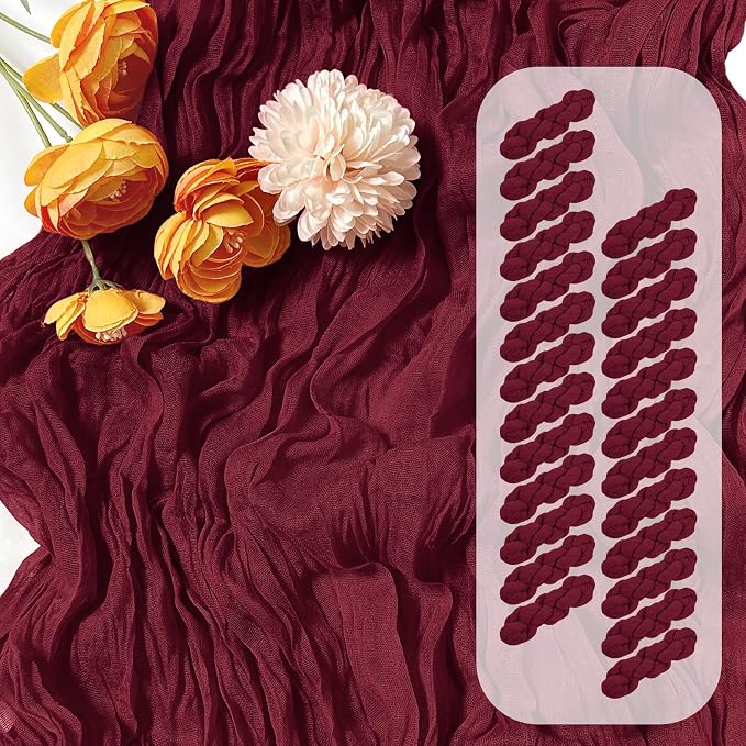 25 Pack Burgundy Red Cheesecloth Table Runner 17 x 108 Inch Gauze Table Runner by Unknown