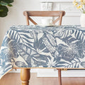 jinchan Blue Tropical Floral Linen Rectangle Table Cloth 50x84 | Large table by JINCHAN