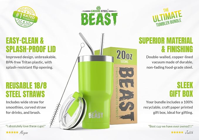 Beast 20 oz Tumbler Stainless Steel Vacuum Insulated Coffee Ice Cup Double Wall - Image 2