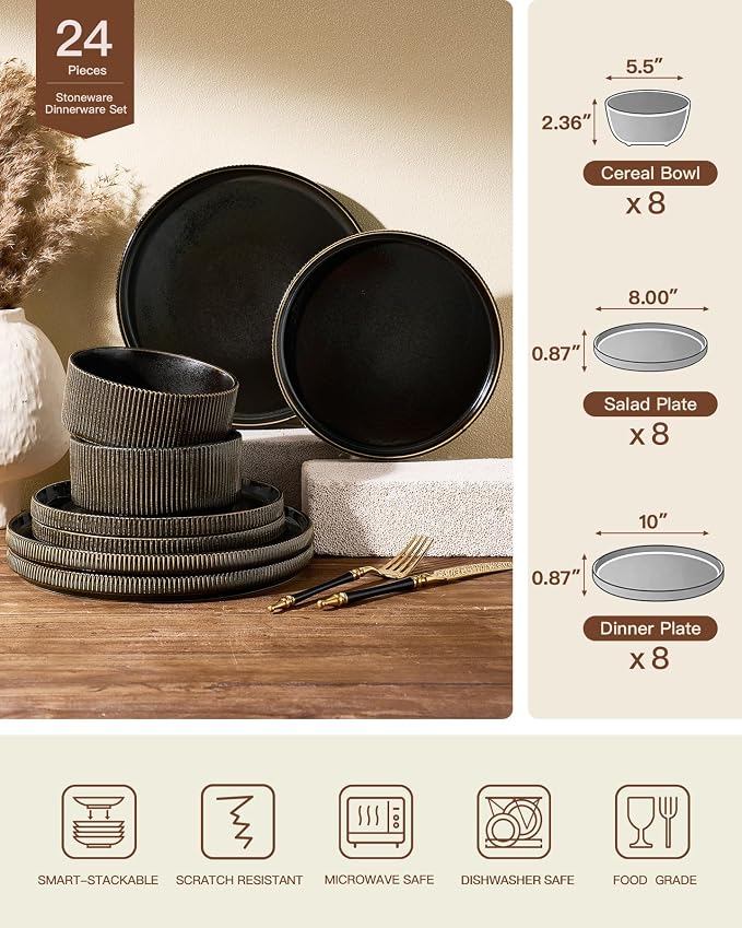 Stoneware Dinnerware Sets, Reactive Glaze Dishes Set - Image 6