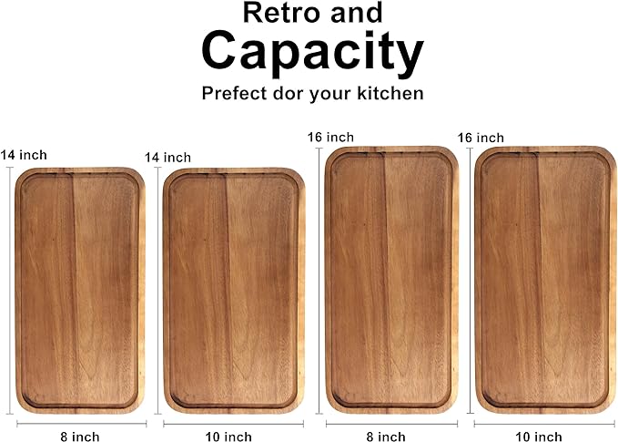 Large Wooden Tray Acacia Wood Charcuterie Boards Party Food Serving Platter | - Image 7