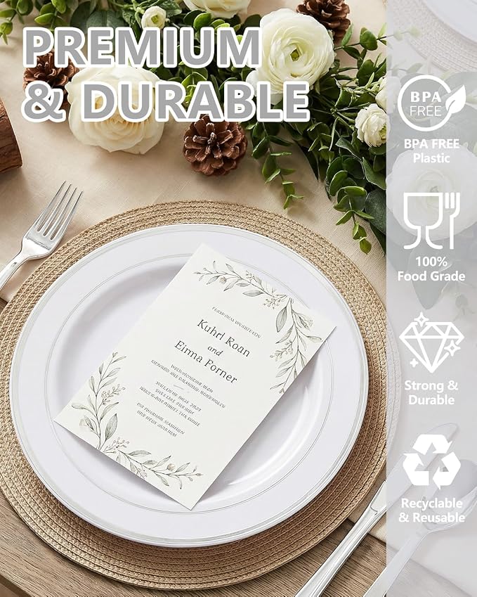 GATHER 700PCS Silver Plastic Plates 100 Guest - Image 2