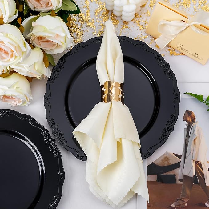 DaYammi 36PCS Black Plastic Plates, Heavy Duty Black Disposable Plates Premium - Image 3