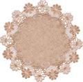 European Antique Jacquard Lace Table Doilies, Small Farmhouse Linen Embroidered by VIRFONOR