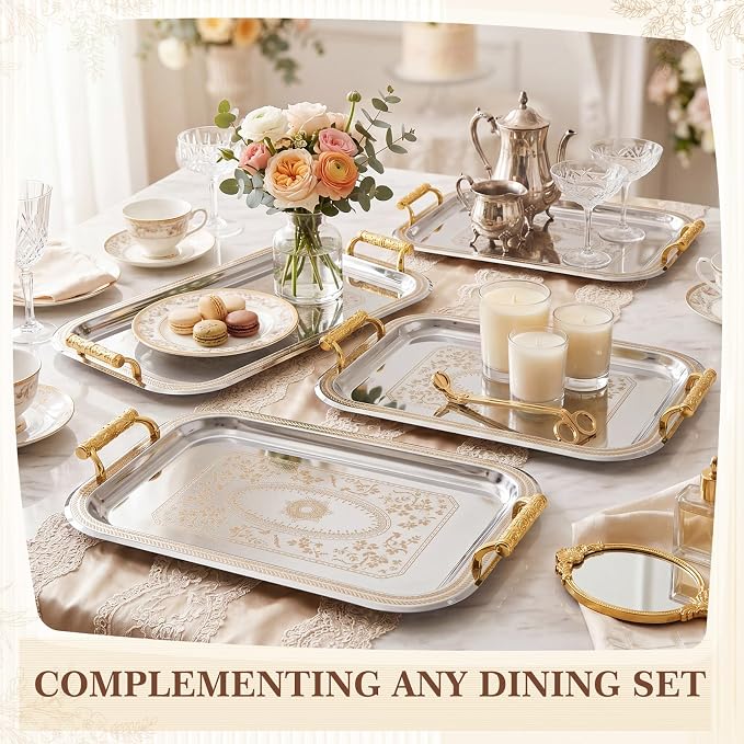 4 Pack Stainless Steel Serving Tray - Image 7