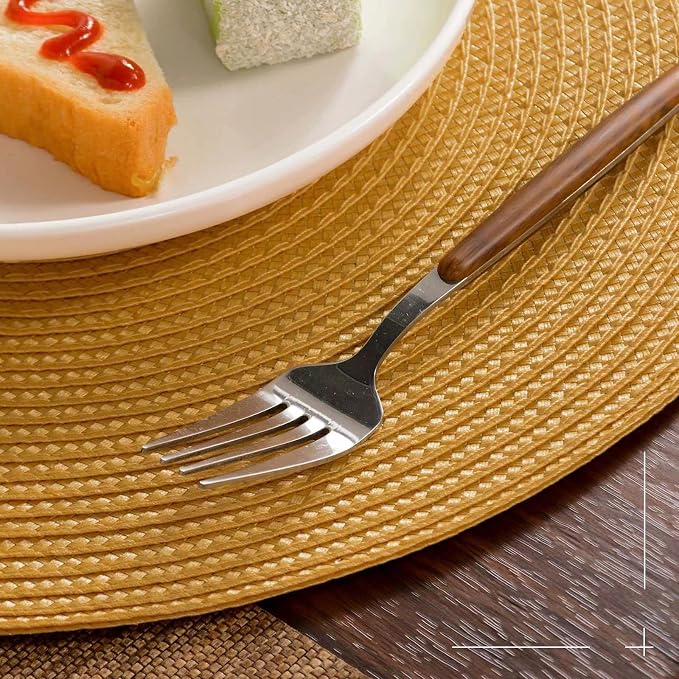 FunWheat Round Braided Placemats Set of 6 Table Mats - Image 8