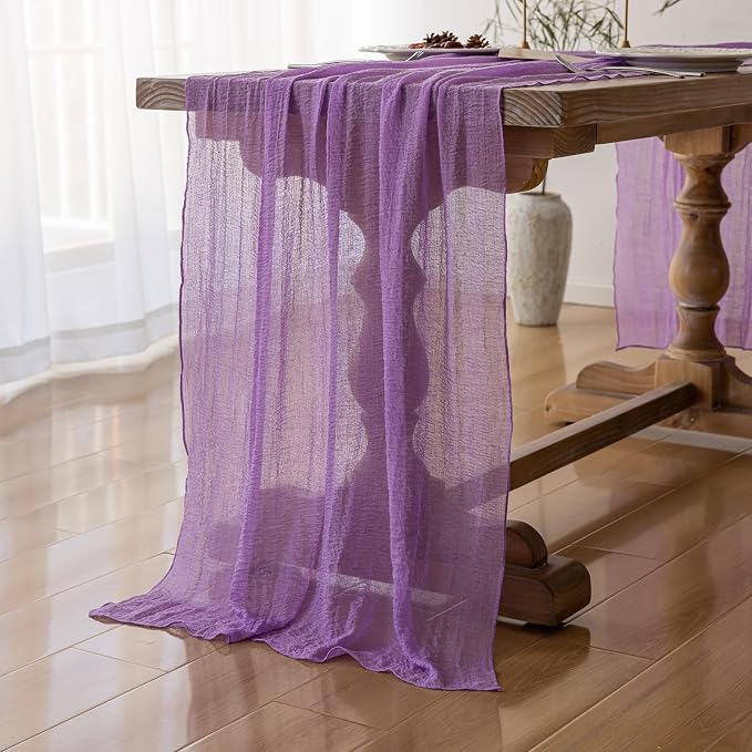 6Pcs Lilac Cheesecloth Table Runner 120 Inches - Image 2
