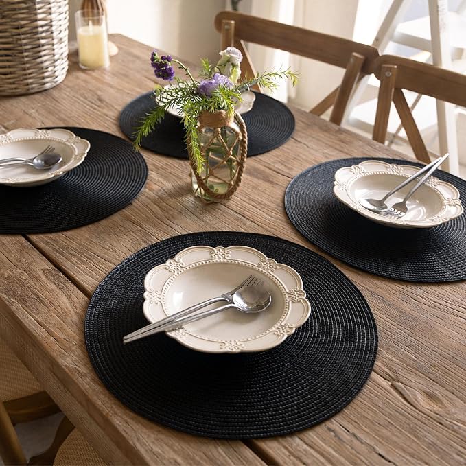 FunWheat Round Braided Placemats Set of 4 Table Mats - Image 5