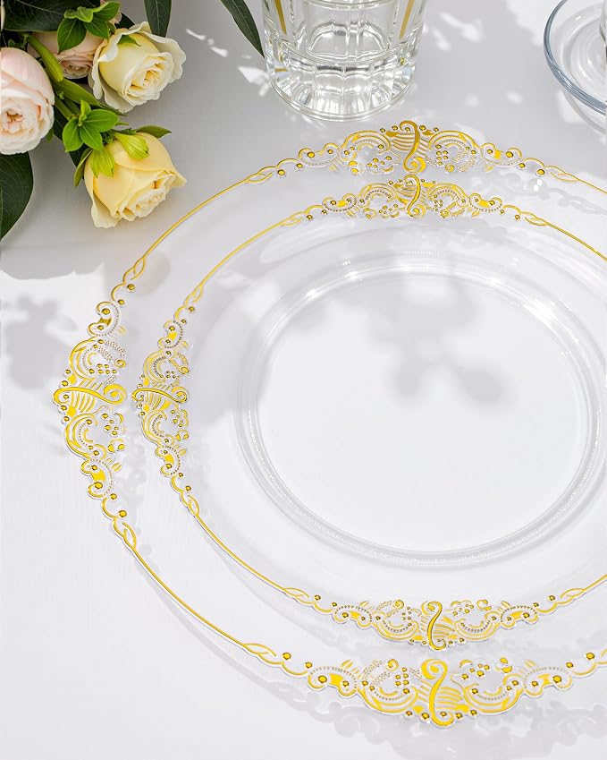 Nervure 100Pcs 7.5'' Clear Plastic Plates, Disposable Plates - Image 6