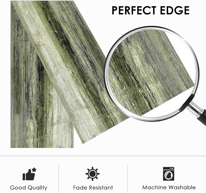 Emvency Table Runner, 13x60 Inch, Olive Green and Grey | Abstract Farmhouse - Image 3