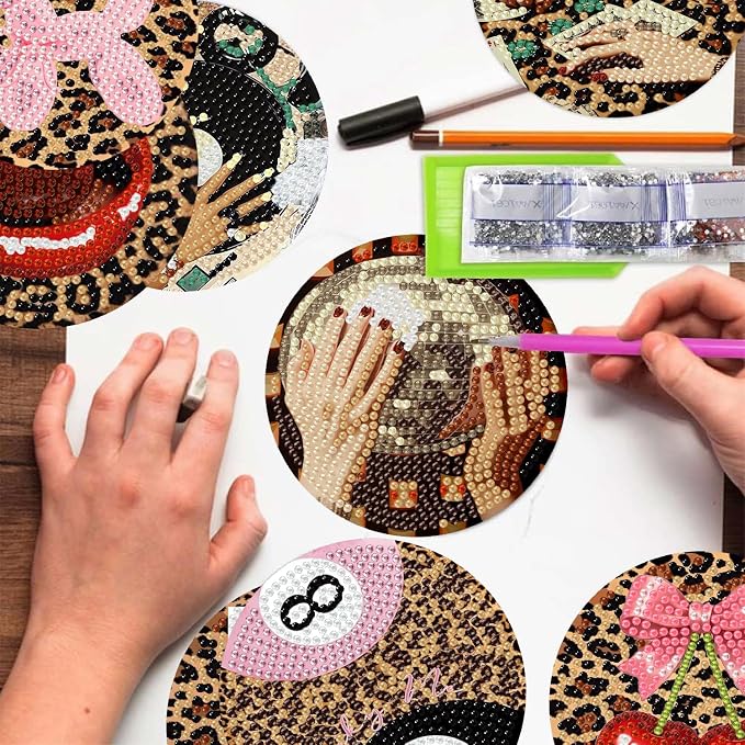 8 Pack Leopard Diamond Art Coasters Kits- Diamond Painting Coasters Kits | - Image 4